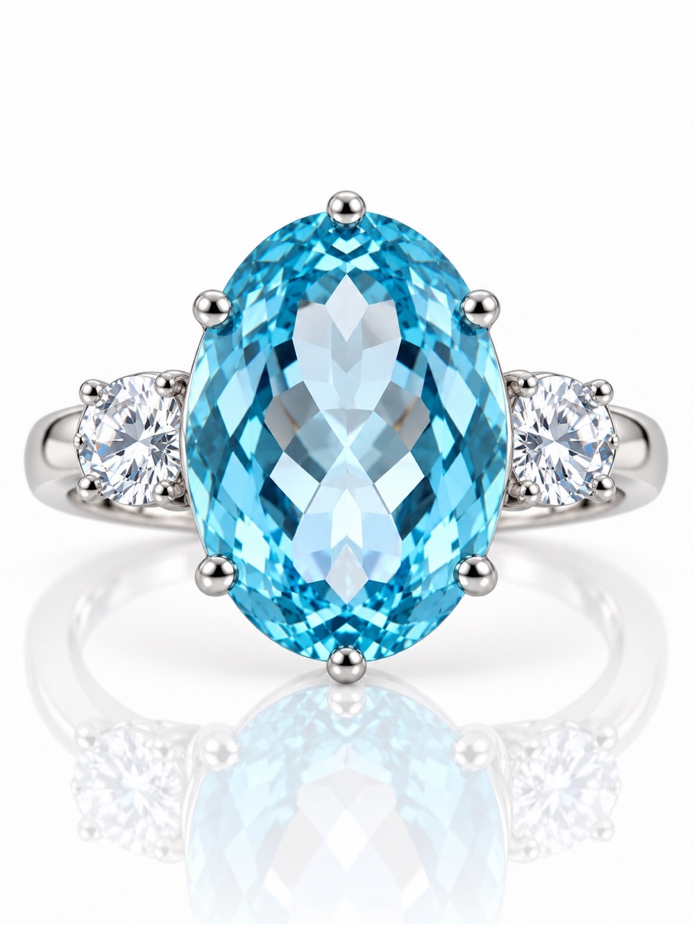 💎 Aquamarine Statement Ring — Rhodium Sterling Silver